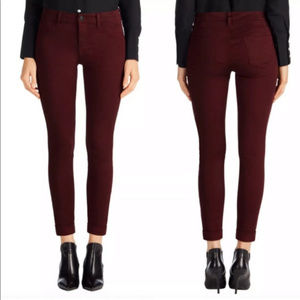 J Brand Sateen Anja Cuffed Crop Jeans in Oxblood